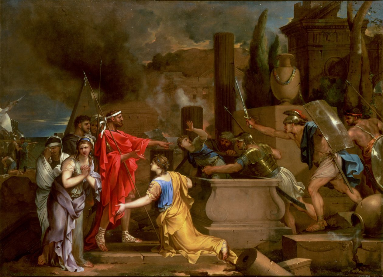 Ulysses löysi Astyanaxin Hektorin haudasta, n. 1654-1656 tekijältä Sébastien Bourdon
