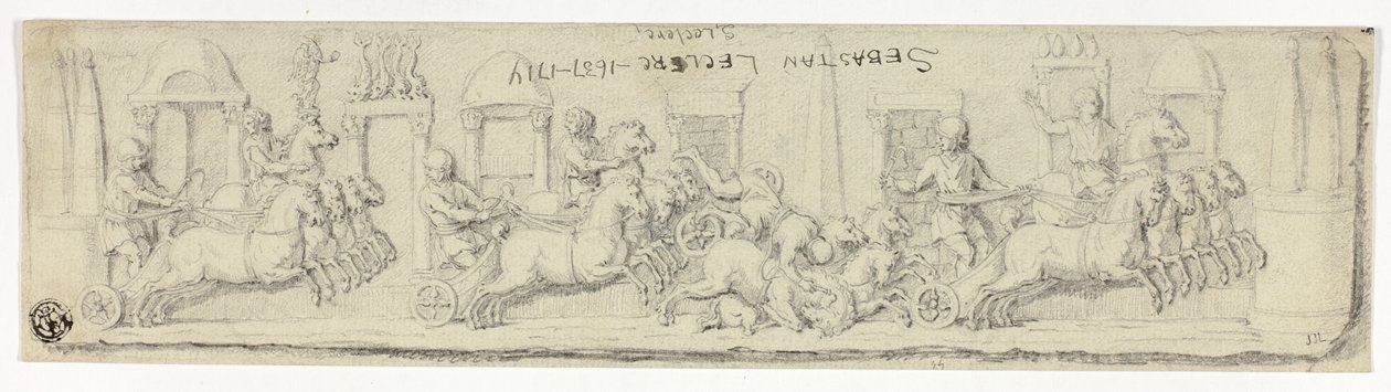 Antiikki Relief of Chariot Race tekijältä Sébastien Le Clerc the elder