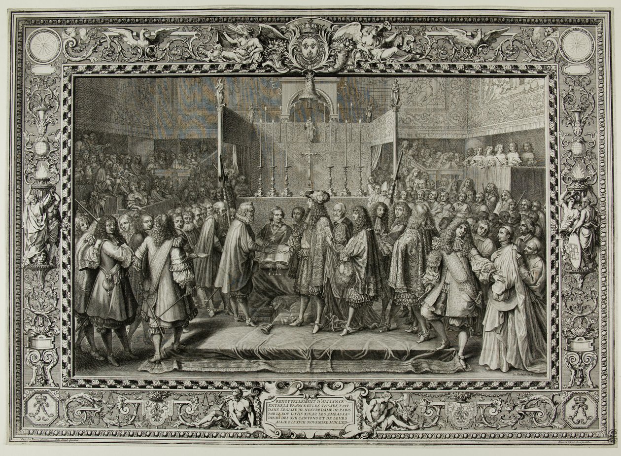 Ranskalaisten ja sveitsiläisten välisen liiton uusiminen vuonna 1663 tekijältä Sébastien Le Clerc the elder