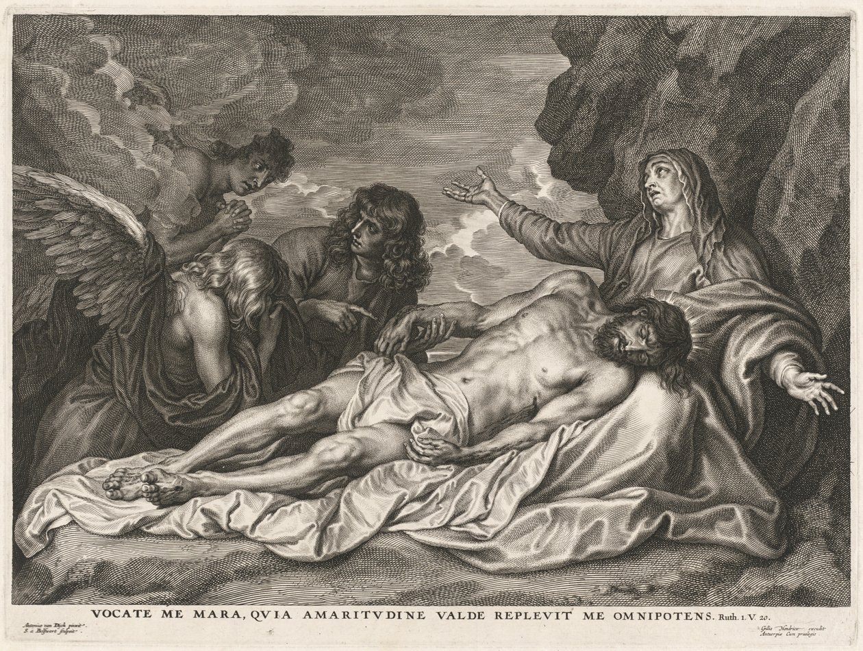 Neitsyt, joka tukee kuollutta Kristusta tekijältä Schelte Adams Bolswert after Sir Anthony van Dyck