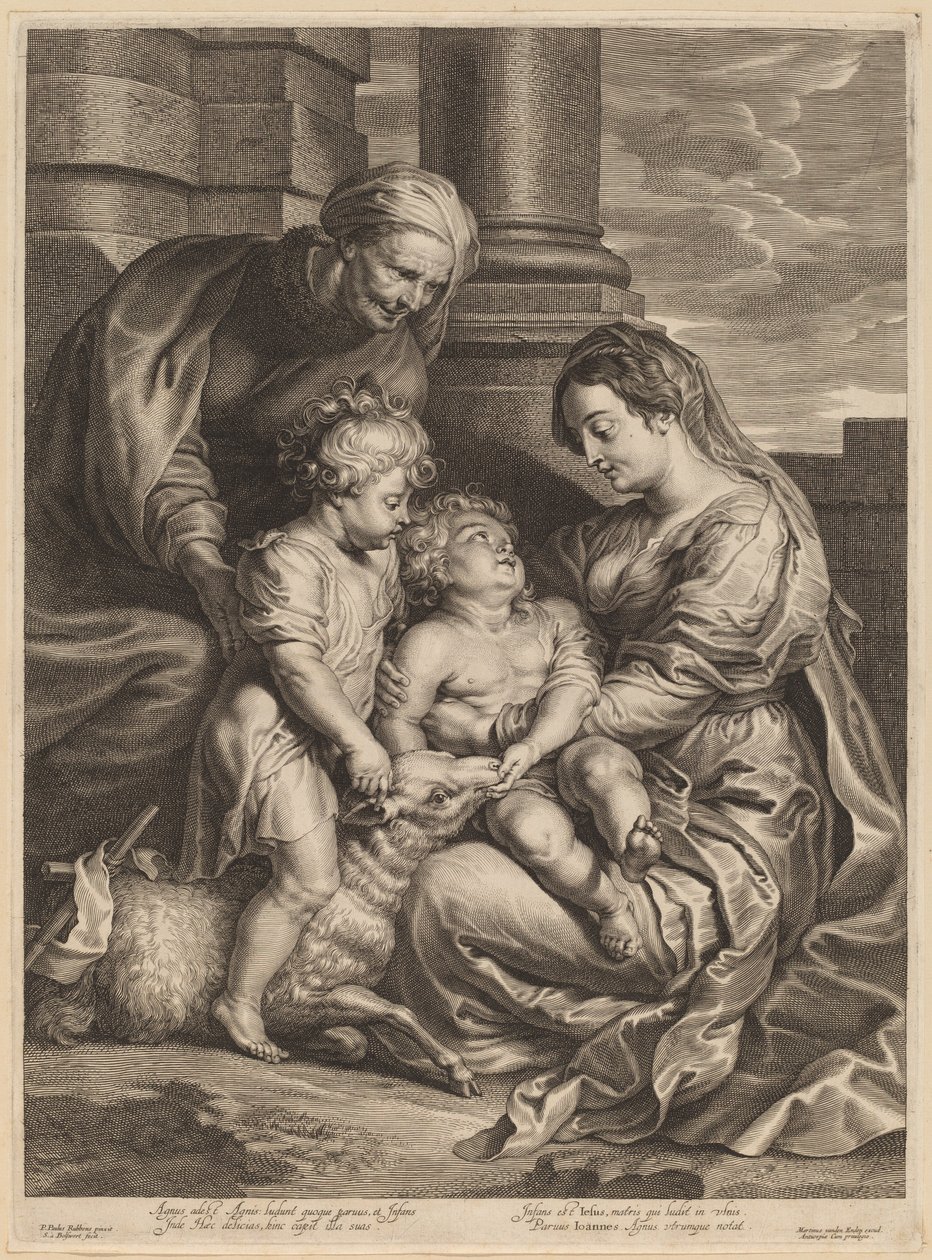 Neitsyt ja lapsi Pyhän Annan ja Pyhän Johanneksen kanssa tekijältä Schelte Adams Bolswert, after Sir Peter Paul Rubens