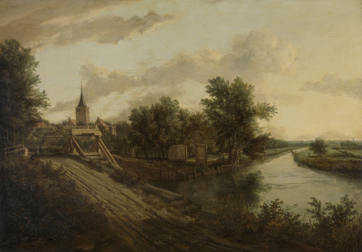 Maisema ja Rolling Bridge tekijältä School of Jacob van Ruisdael