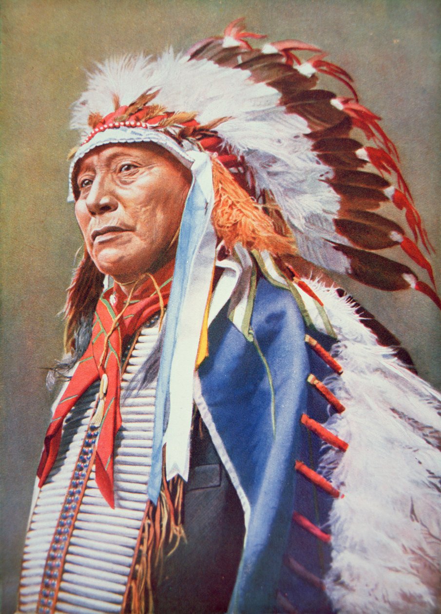 Chief Hollow Horn Bear (1850-1913) (väri litho) tekijältä School American