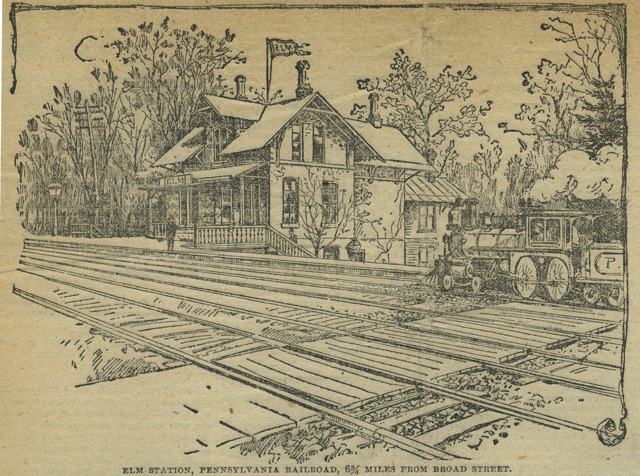 Elm Station, West Philadelphia, Pennsylvania Railroad, USA (litho) tekijältä School American