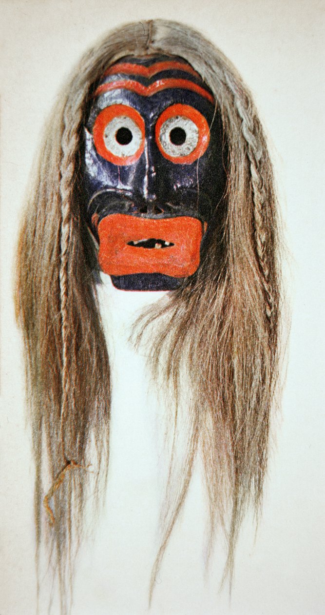 Iroquois Mask (puu ja hiukset) tekijältä School American