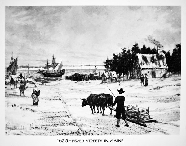 Päällystetyt kadut Mainessa vuonna 1625 (litho) tekijältä School American