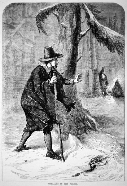 Roger Williams erämaassa (litografia) tekijältä School American