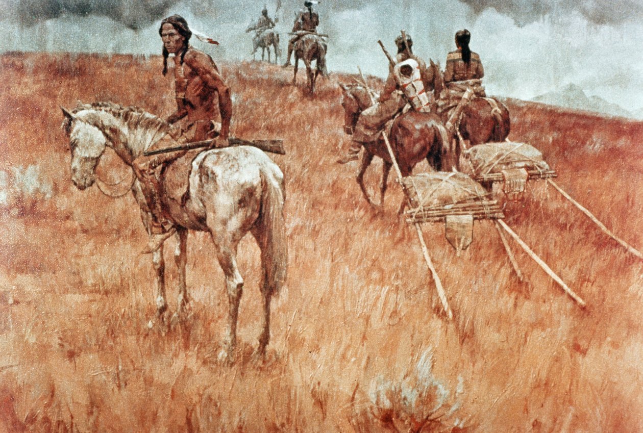 Sioux Indians on the Move (öljy kankaalle) tekijältä School American