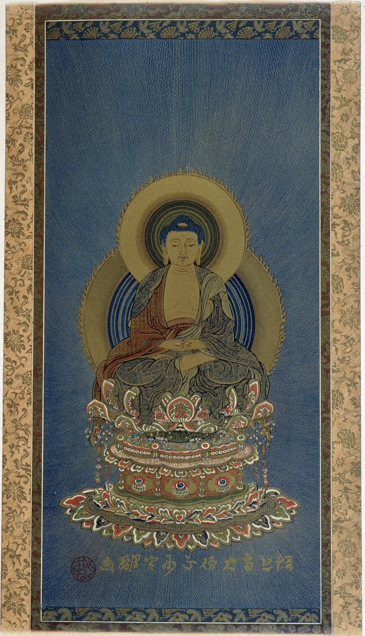Maalaus silkille - AMITABHA jumalallinen boudisti. tekijältä School Asian
