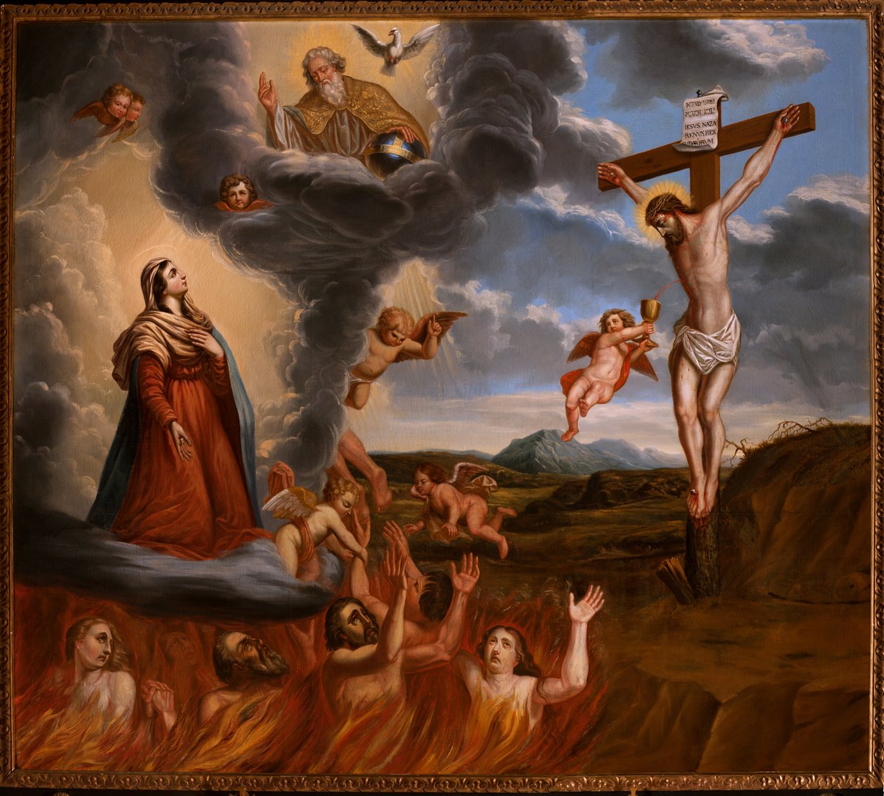 Pyhän Marian välitys kiirastulille. 1600-luvun loppu (maalaus) tekijältä School Belgian