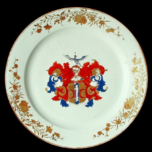 Kiinalainen Imari-posliinilaturi Amsterdamin Valckenierin käsivarsilla, n. 1750 (posliini) tekijältä School Chinese