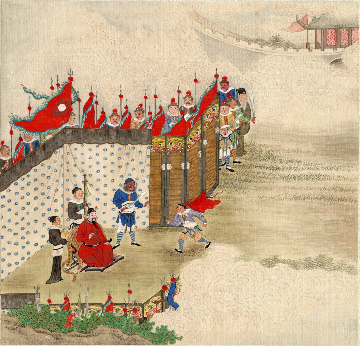 Kiinalainen taide: kiinalainen prinssi vastaanottaa sanansaattajan Pentikka silkillä kiinalaisesta koulusta noin 1820 Dim 24,6 x 23,7 cm Yksityinen kokoelma tekijältä School Chinese