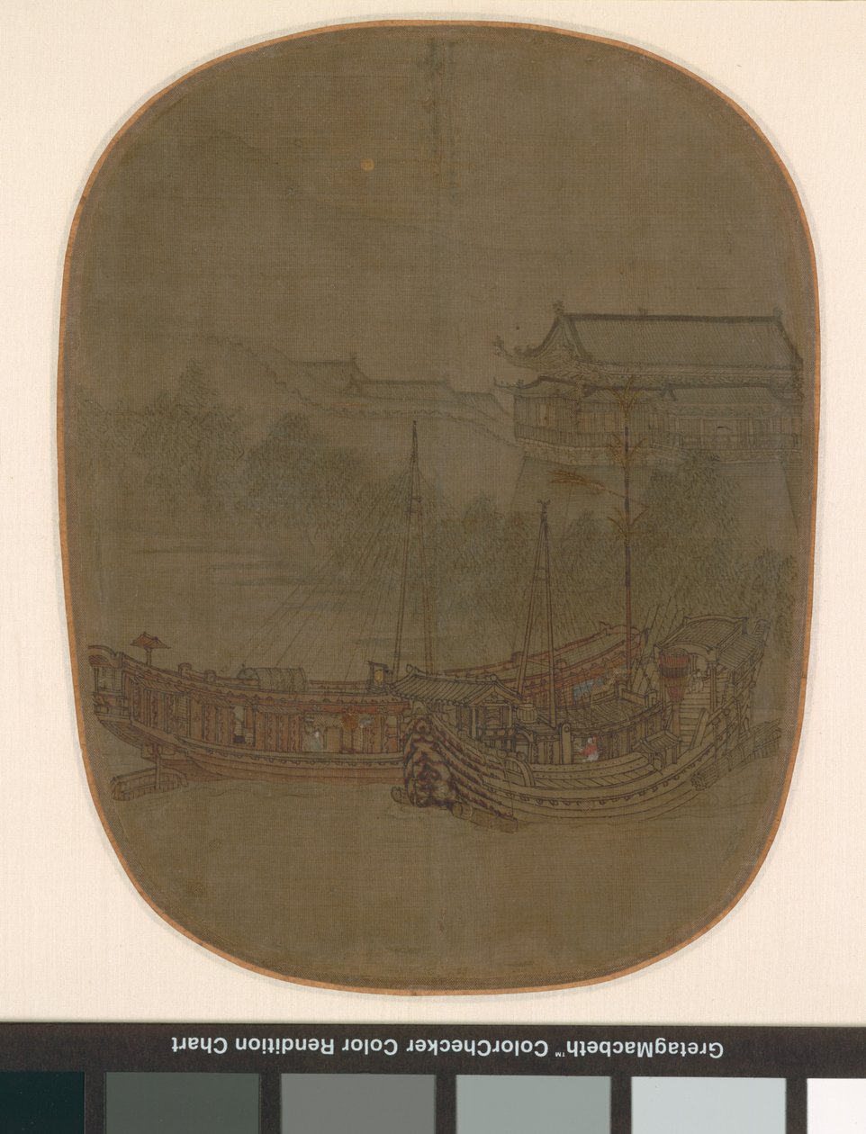 Boats at Anchor, Southern Song Dynasty, n. 1150-1200 (muste ja väri silkillä) tekijältä School Chinese