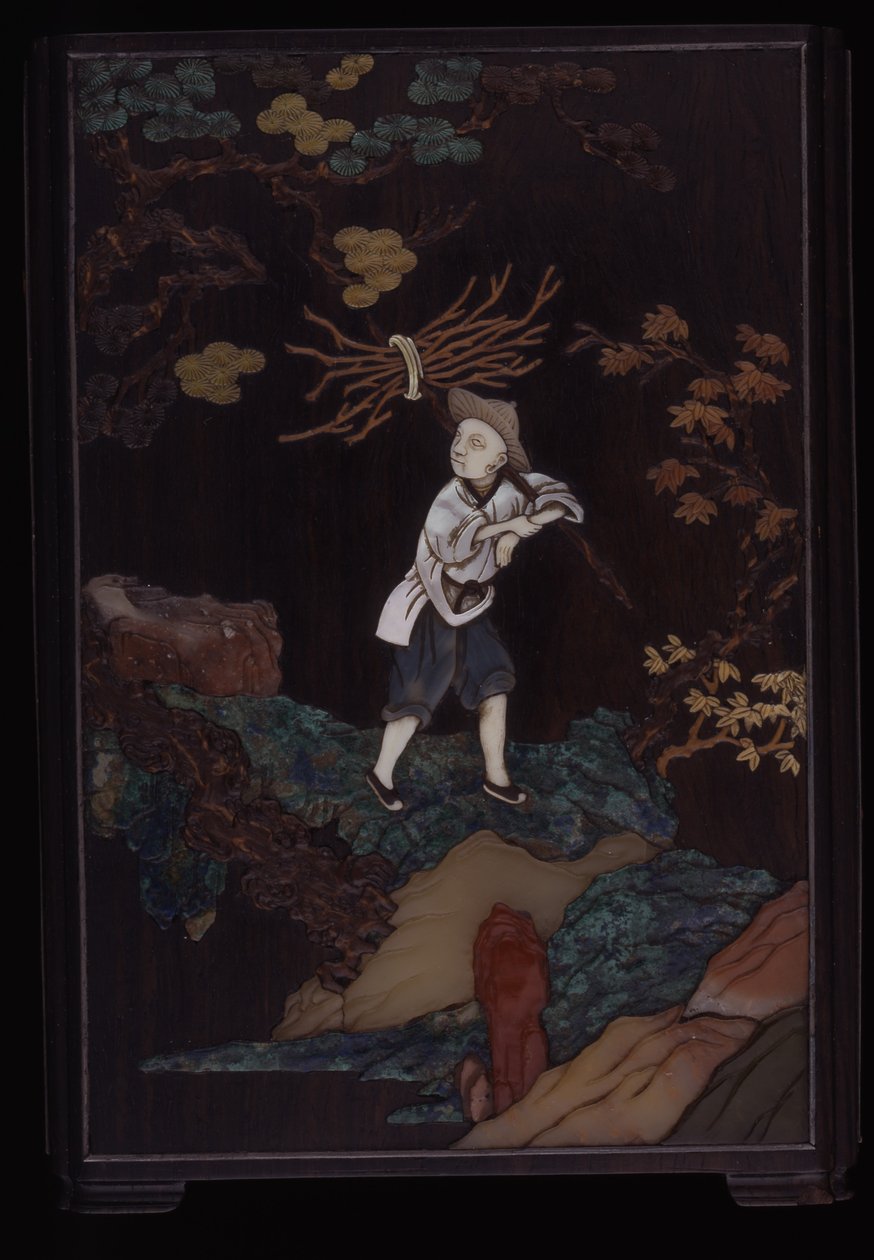 Brushpot with Scenes of Country Pursuits (erilaisia upotteita zitaanipuusta) tekijältä School Chinese