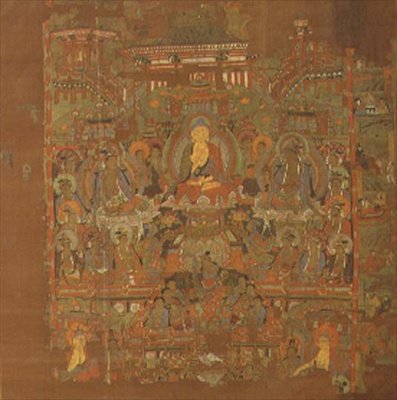 Ch.1.iii.02 Bhaisajyagurun paratiisi, 8.-9. vuosisata, Tunhuang (kangasmaali silkille). tekijältä School Chinese