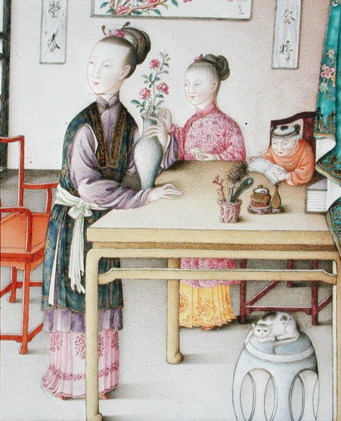 Yksityiskohta Imperiumin kantonin paneelista, Qianlong-kaudelta tekijältä School Chinese