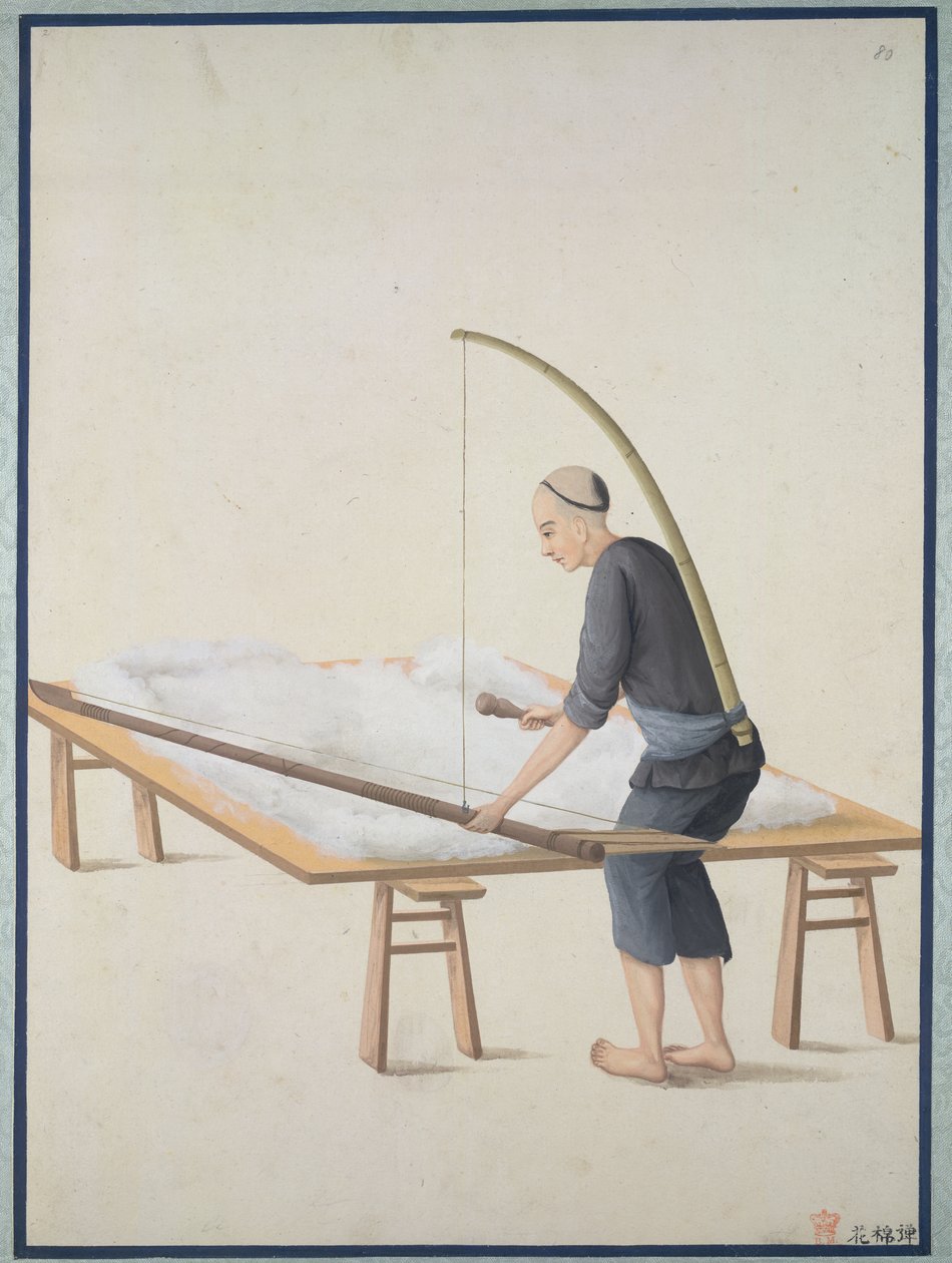 Pehmeää puuvillaa, peittoja varten, n.1800 (akvarelli paperille) tekijältä School Chinese