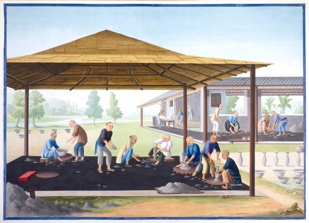 Maljakoiden ja kulhojen muotoilu, noin 1825 (guassi paperille). tekijältä School Chinese