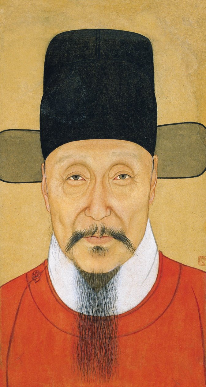 ""Hän Binin muotokuva"" Anonyymi guassi ja muste 1500-luvun Nanjing-museo tekijältä School Chinese