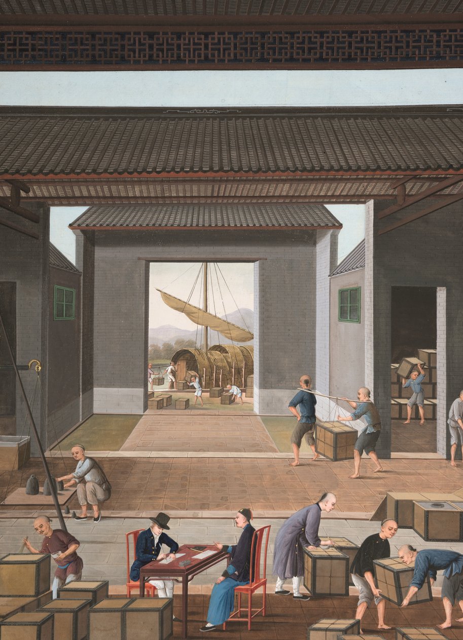 Teetuotanto, n. 1820 (bodycolor ja kultamaali silkille paperille levitettynä). tekijältä School Chinese