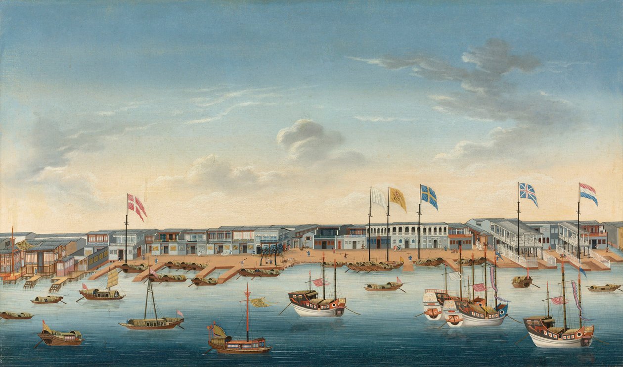 Hongit kantonissa, n. 1780 (öljy kankaalle) tekijältä School Chinese