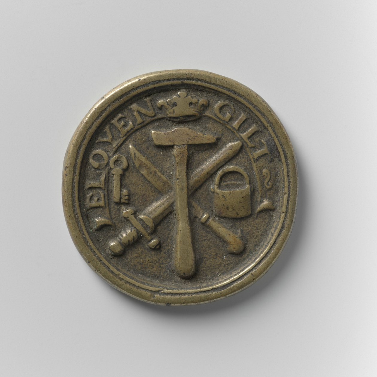 Amsterdamin seppäkillan osallistumistunnus, n. 1700 (messinki) tekijältä School Dutch