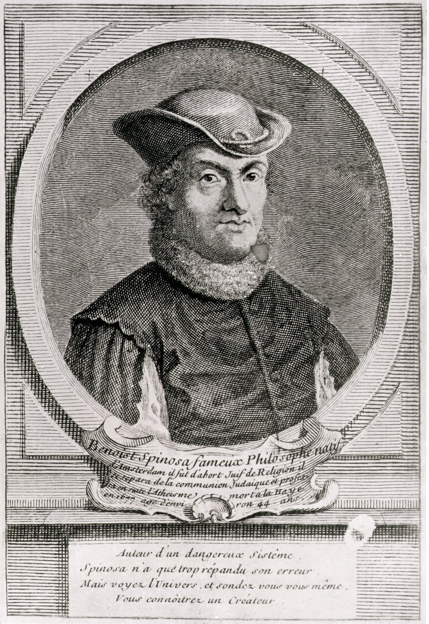 Muotokuva Baruch tai Benedict Spinozasta (1632-77), hollantilainen filosofi (kaiverrus). tekijältä School Dutch