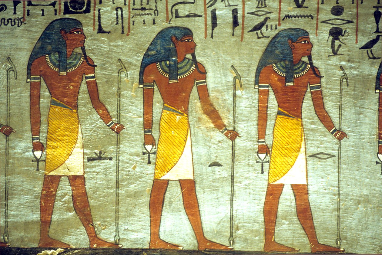 Muinainen Egypti, maalaustaide, Ramses I:n hauta, Thebe, Tuonelan jumalat, alamaailman jumalat tekijältä School Egyptian