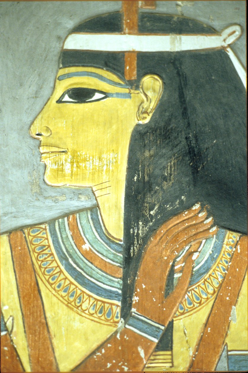 Muinainen Egypti, seinämaalaus, Hathor-jumalatar, Horemhebin hauta, Thebe tekijältä School Egyptian