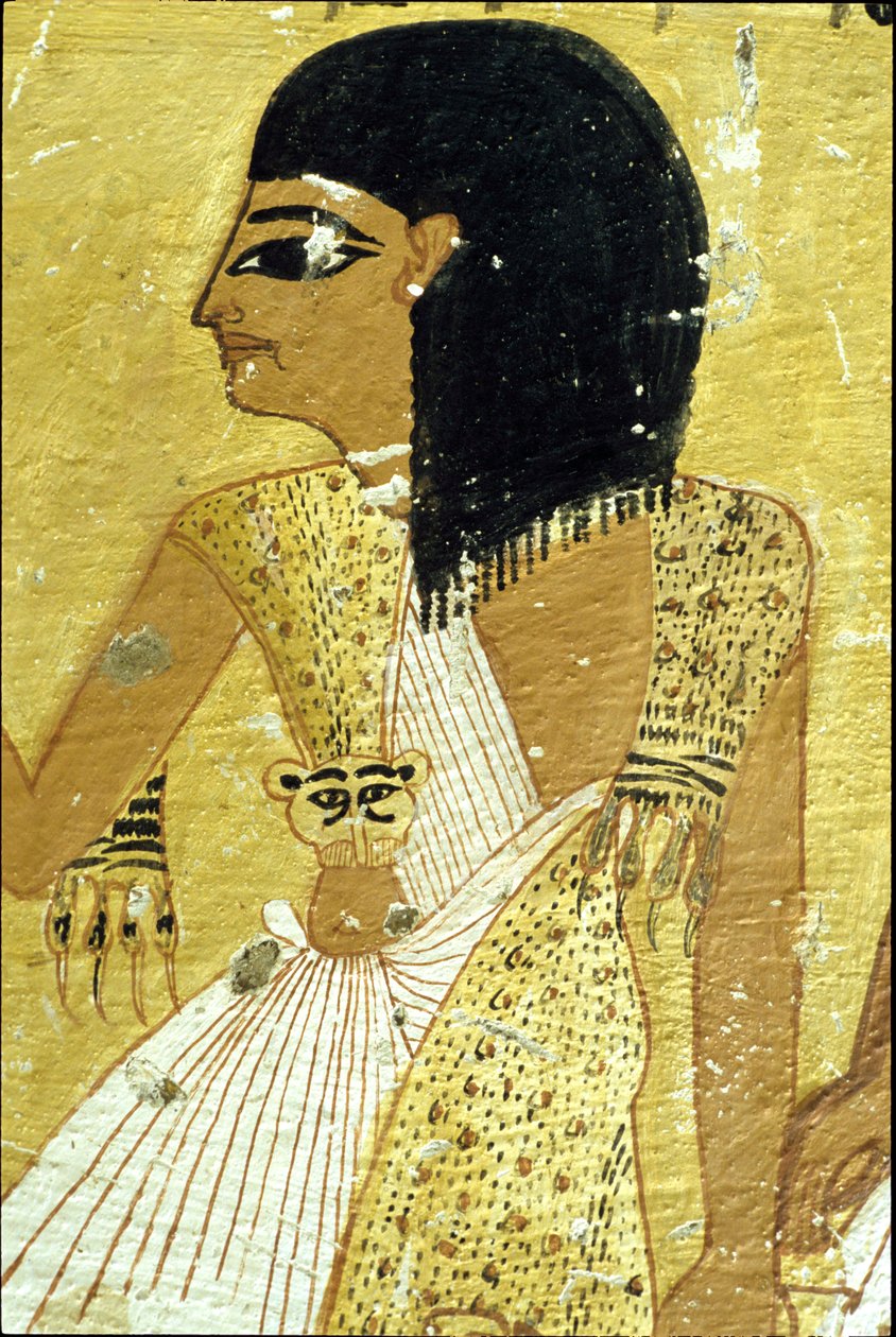 Muinainen Egypti, seinämaalaus Inherkhaun hauta, Thebe, aatelisten hauta, 20. dynastia, Inherkhaulla on leopardinahka (kuva) tekijältä School Egyptian
