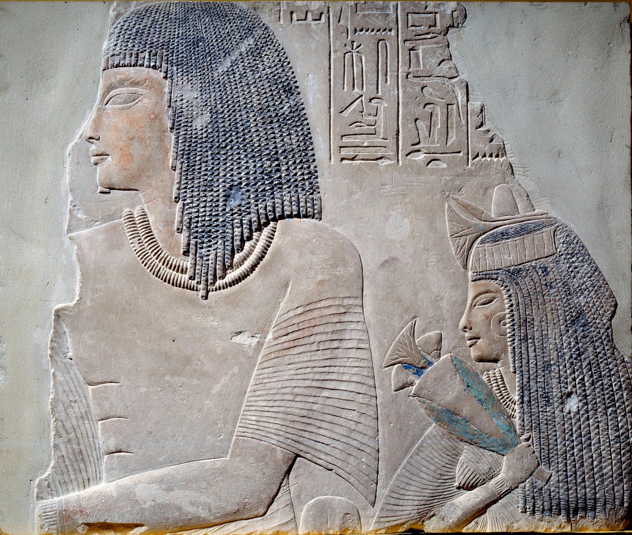 Art Egypt: Ieneminet ja hänen vaimonsa Takha. Fresko New Empire -kaudesta 18. dynastian ajalta (1300-luku eKr.). Pariisi, Musee du Louvre tekijältä School Egyptian
