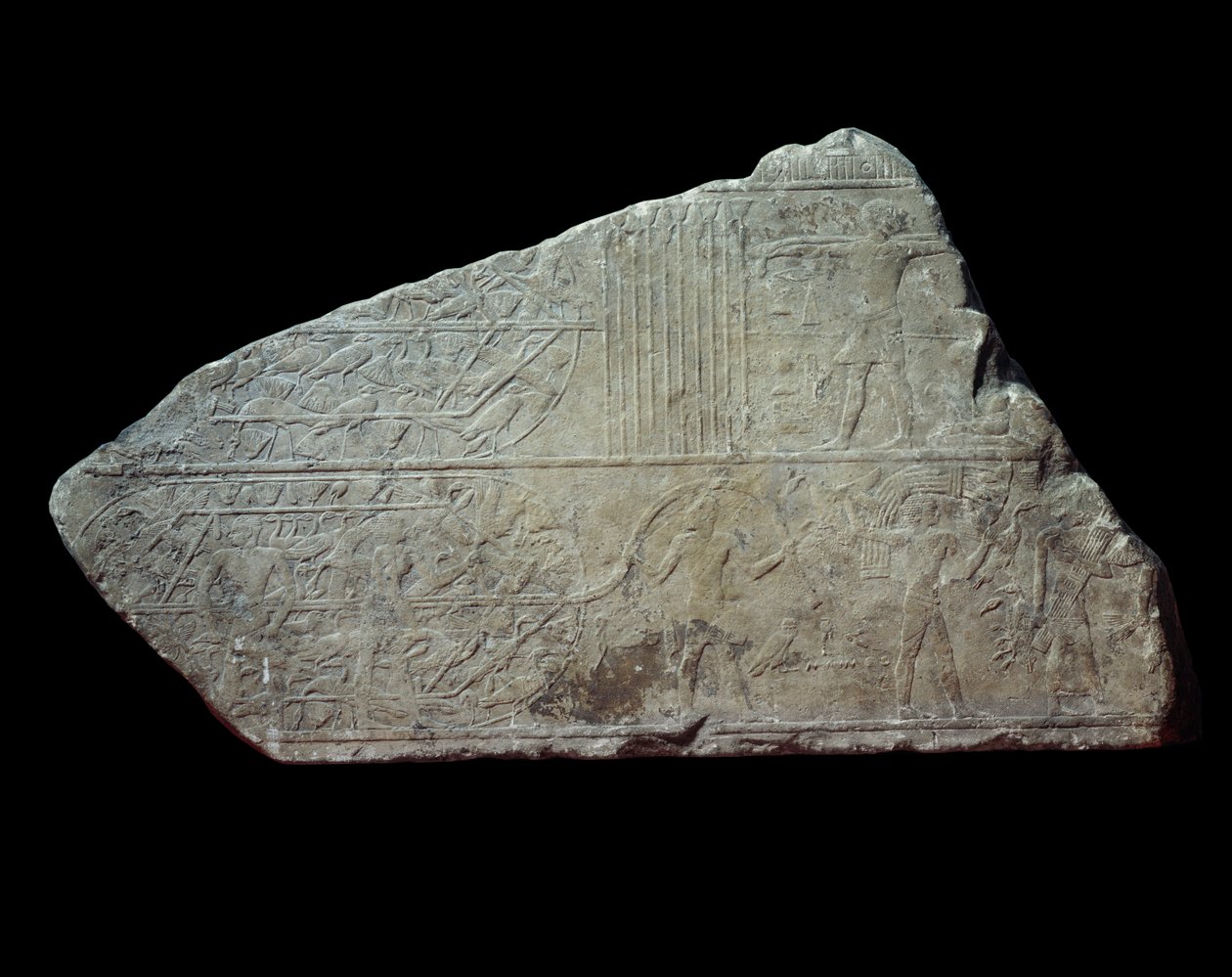 Taide Egypti. kohtaus Niilin Mareesissa. Metsästys lintuja loukkuun verkkoihin. Pariisi, Musee du Louvre tekijältä School Egyptian