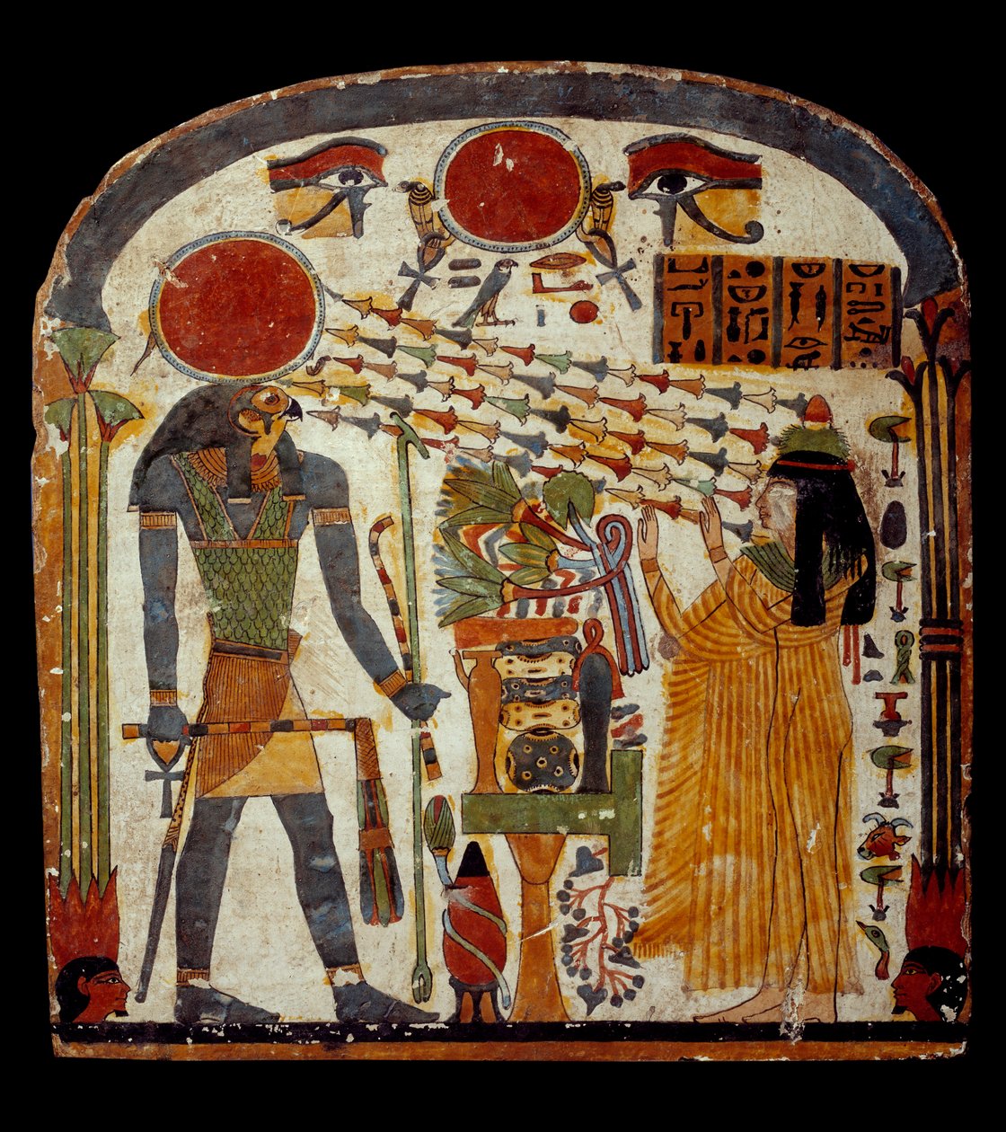 Muinaisen Egyptin taide: stele de taperet edesmennyt Taperet osoittaa rukouksen Re-Horakhtylle (Re Horakhty, noin 900 - 800 eKr.) Pariisi, Musee Du Louvre tekijältä School Egyptian