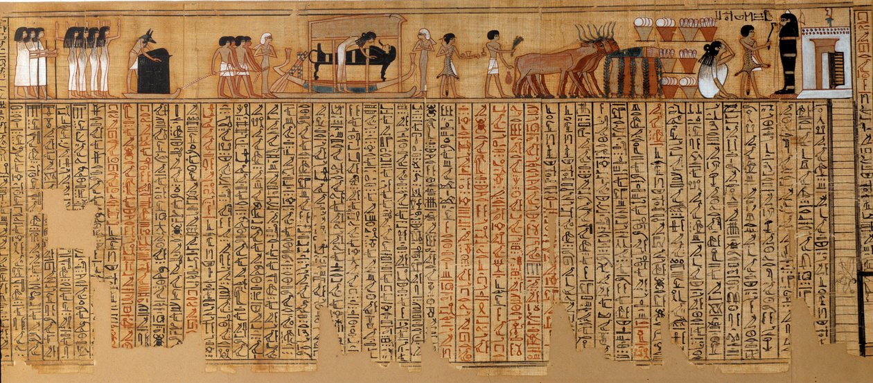 Egyptiläinen antiquit: Kuolleiden kirja, Nebqedin papyrus. Noin 1400-1350 eaa. 18. dynastia. Thebesta. Aurinko 6,3 m Pariisi, Musee du Louvre tekijältä School Egyptian
