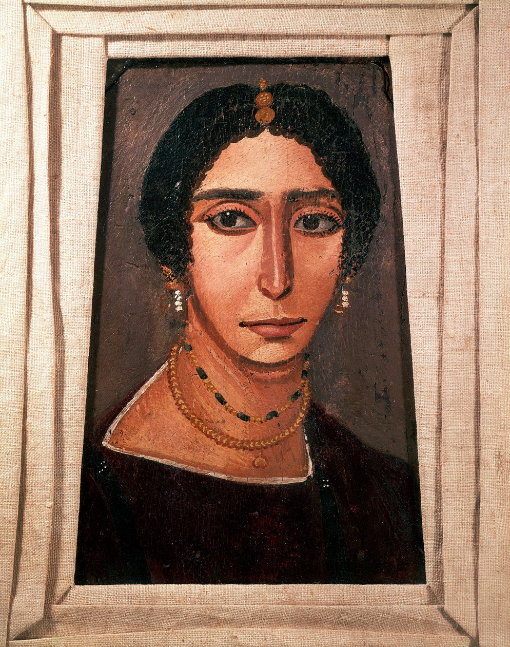 Egyptin antiikki: naisen hautajaismuotokuva. Maalaus puulle. 2. tai 3. vuosisadalla. Fayumista (Fayum) Egyptistä. Pariisi. Louvren taidemuseo tekijältä School Egyptian