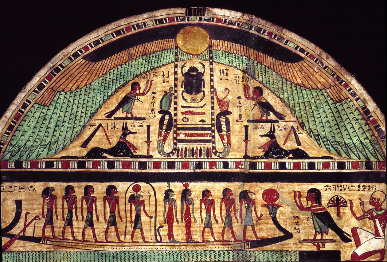 Amon Ousirourin suuren papin hautausmaa. (Maalaus puulle, 3. vuosisadalla eKr.) tekijältä School Egyptian