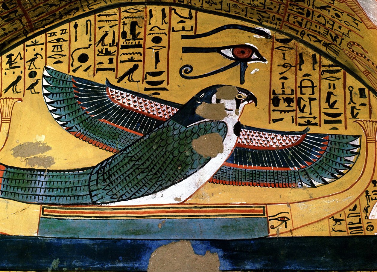 Luxor - Thebes: Niilin vasen ranta. Deir el Medineh: käsityöläisten hautausmaa. Sennedjemin hauta. 18. dynastia. Jumalan Horuksen edustus tekijältä School Egyptian