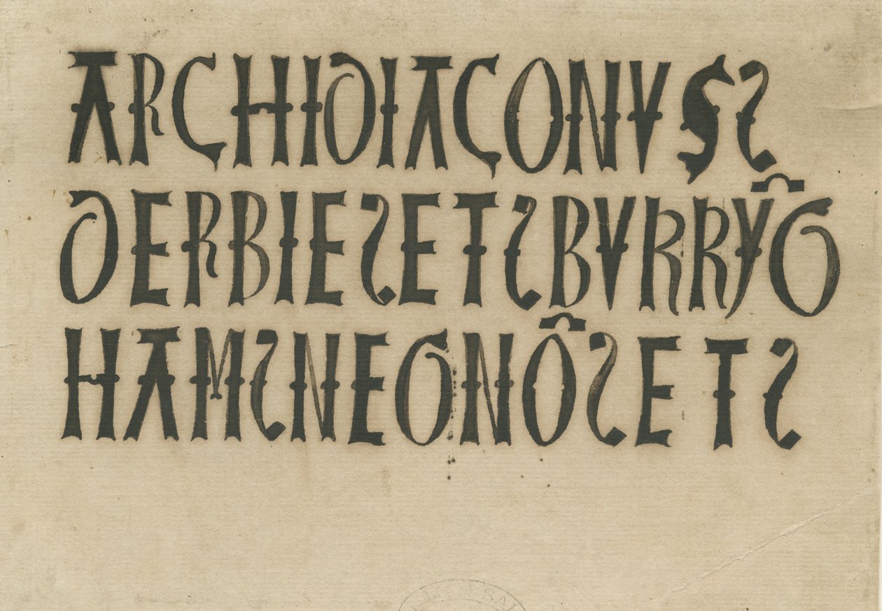 Barton Under Needwood Church - kirjoitukset: muste faksimile, nd [?18th Century] (piirustus) tekijältä School English