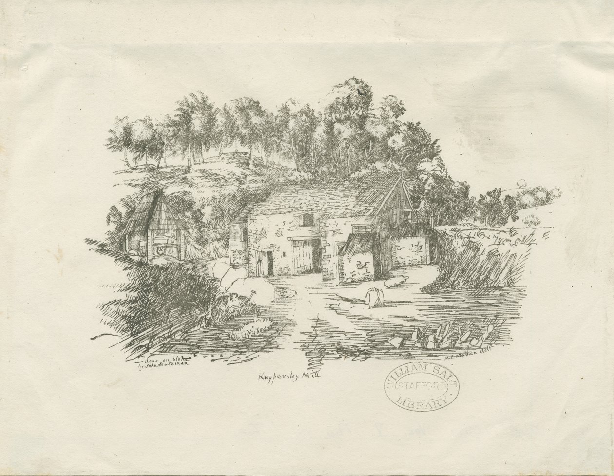 Biddulph - Knypersley Mill: litografia (vinjetoitu), [c 1826] (painettu) tekijältä School English