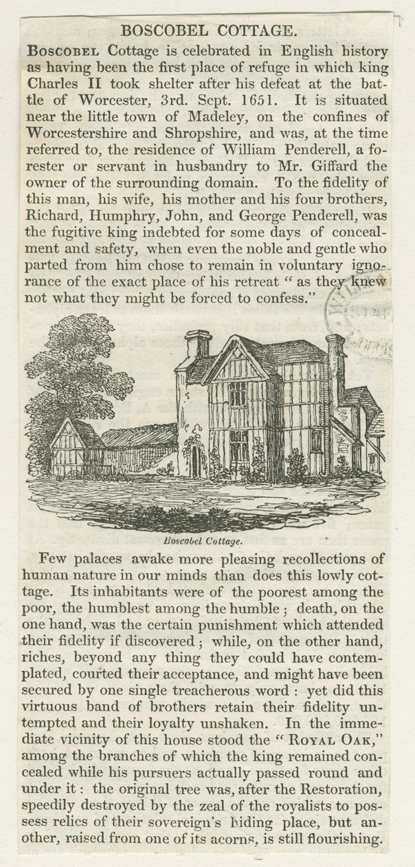 Boscobel House: puupiirros, nd [c 1830] (painettu) tekijältä School English