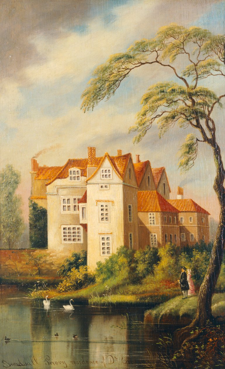 Breadsall Priory, tohtori Erasmus Darwinin asuinpaikka (öljy paneelille) tekijältä School English