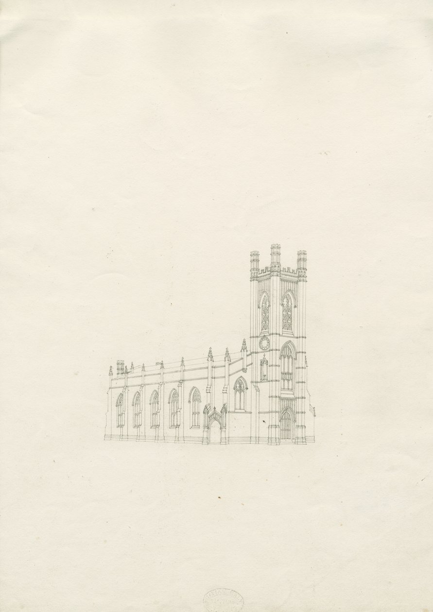 Burton-upon-Trent - Holy Trinity Church: piirustus, nd [?1820-luku] (piirustus) tekijältä School English