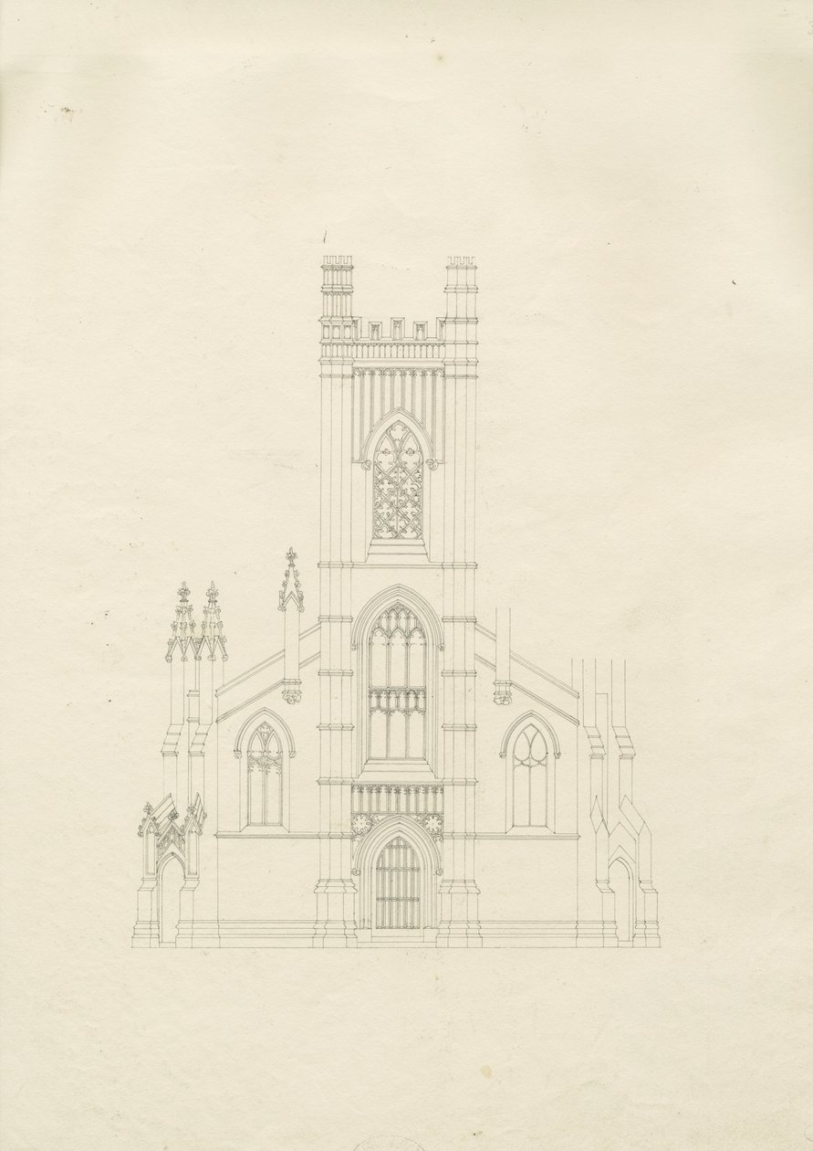 Burton-upon-Trent - Holy Trinity Church: piirustus, nd [?1820-luku] (piirustus) tekijältä School English