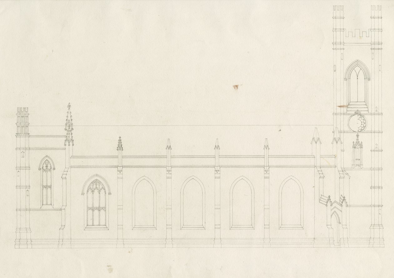 Burton-upon-Trent - Holy Trinity Church: piirustus, nd [?1820-luku] (piirustus) tekijältä School English