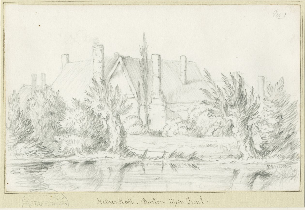 Burton-upon-Trent - Nether Hall: lyijykynäpiirros, nd [?1800-luku] (piirustus) tekijältä School English