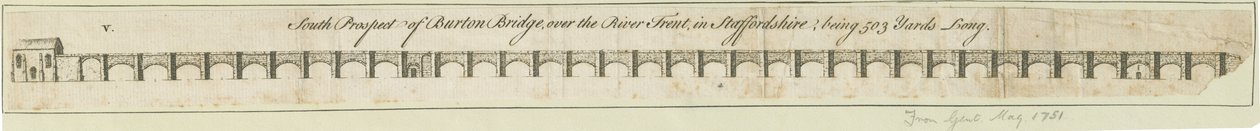 Burton-upon-Trent Bridge and Town: kaiverrus, nd [1751] (painettu) tekijältä School English