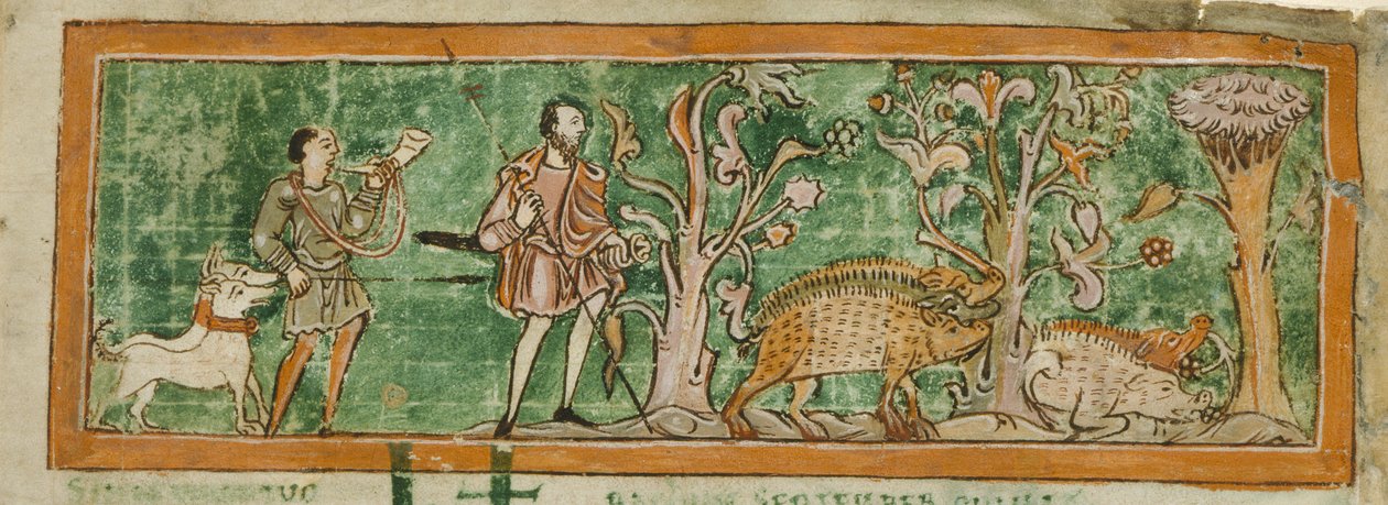 Puuvilla MS Tiberius B V/1 f.7 Siat laiduntavat, kokoelmasta anglosaksilaista miscellany (vellum) tekijältä School English