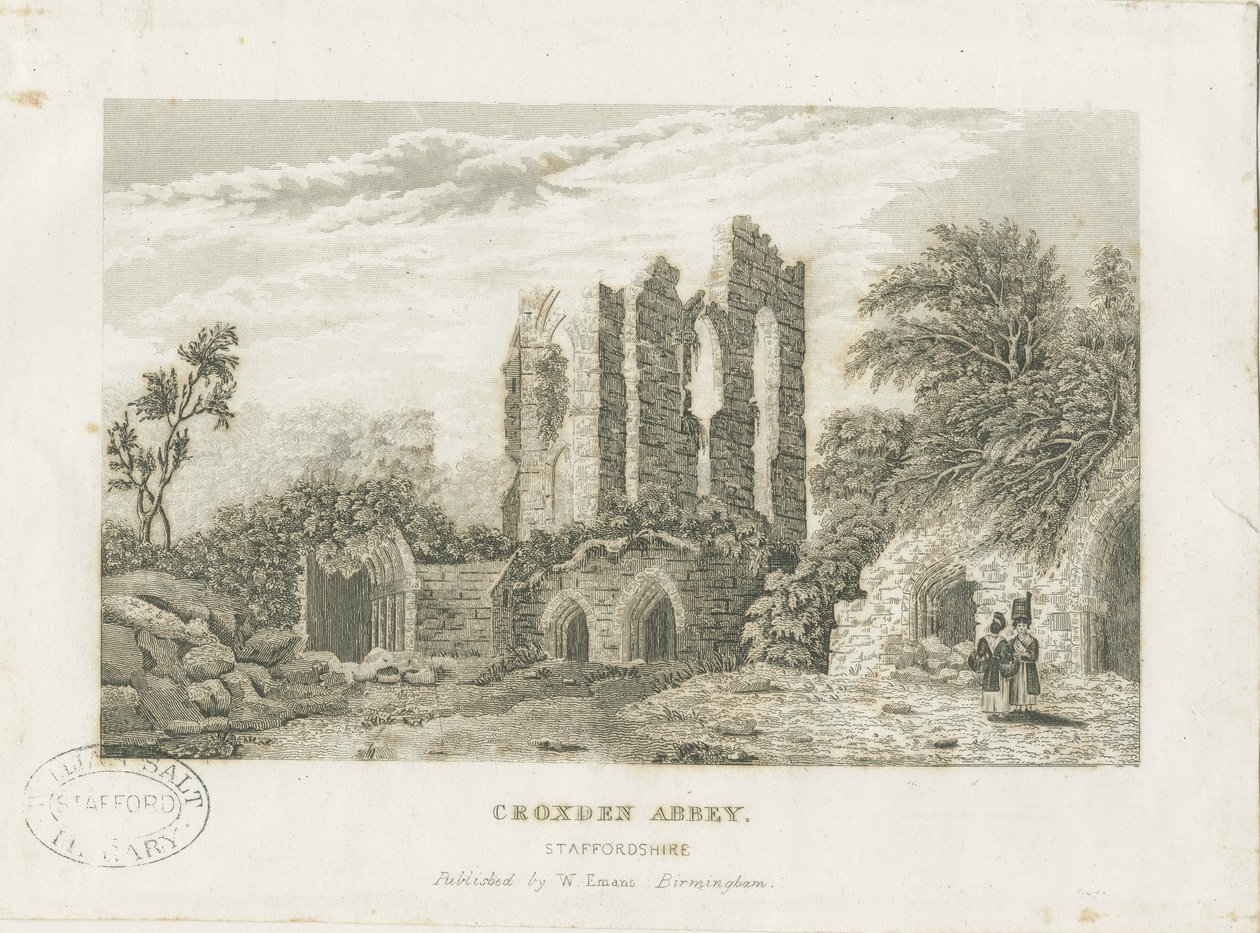 Croxden Abbey: teräskaiverrus ja [1800-luku] (tulostus) tekijältä School English