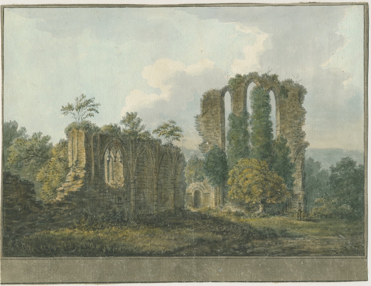 Croxden Abbey: akvarellimaalaus, nd [1805] (maalaus) tekijältä School English