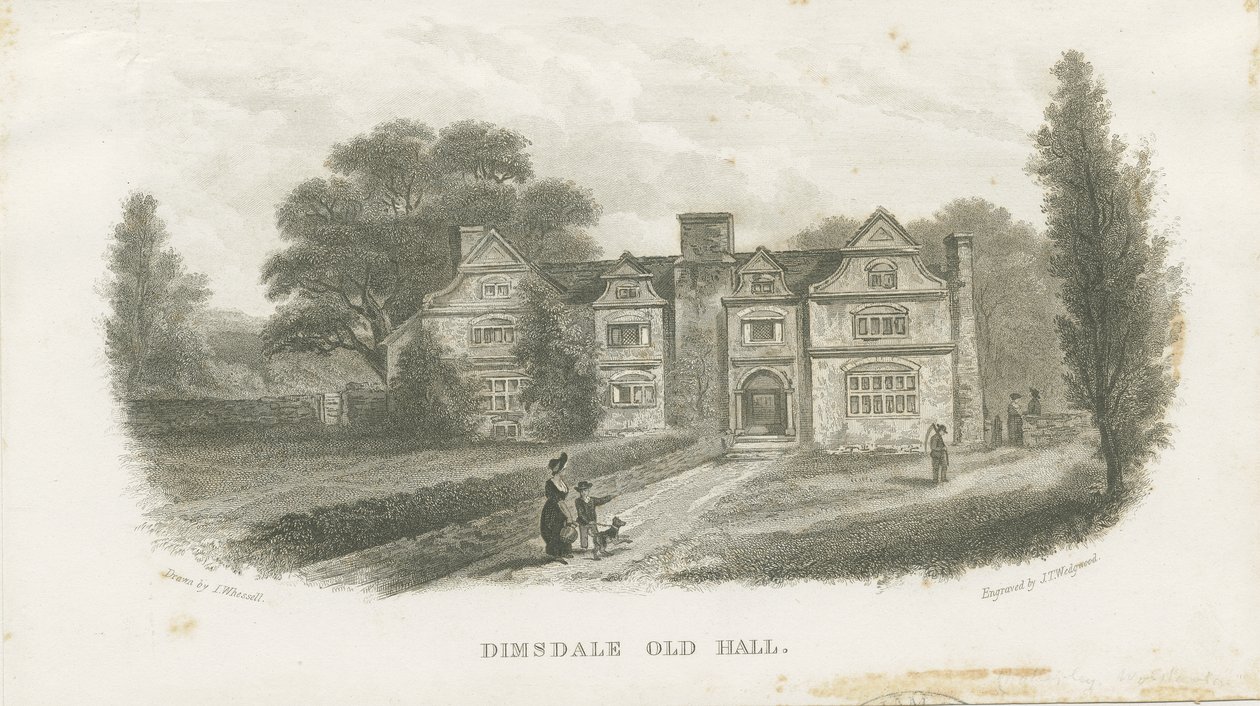 Dimsdale Old Hall: kaiverrus (vinjetti ja [?1800-luku] (painettu) tekijältä School English